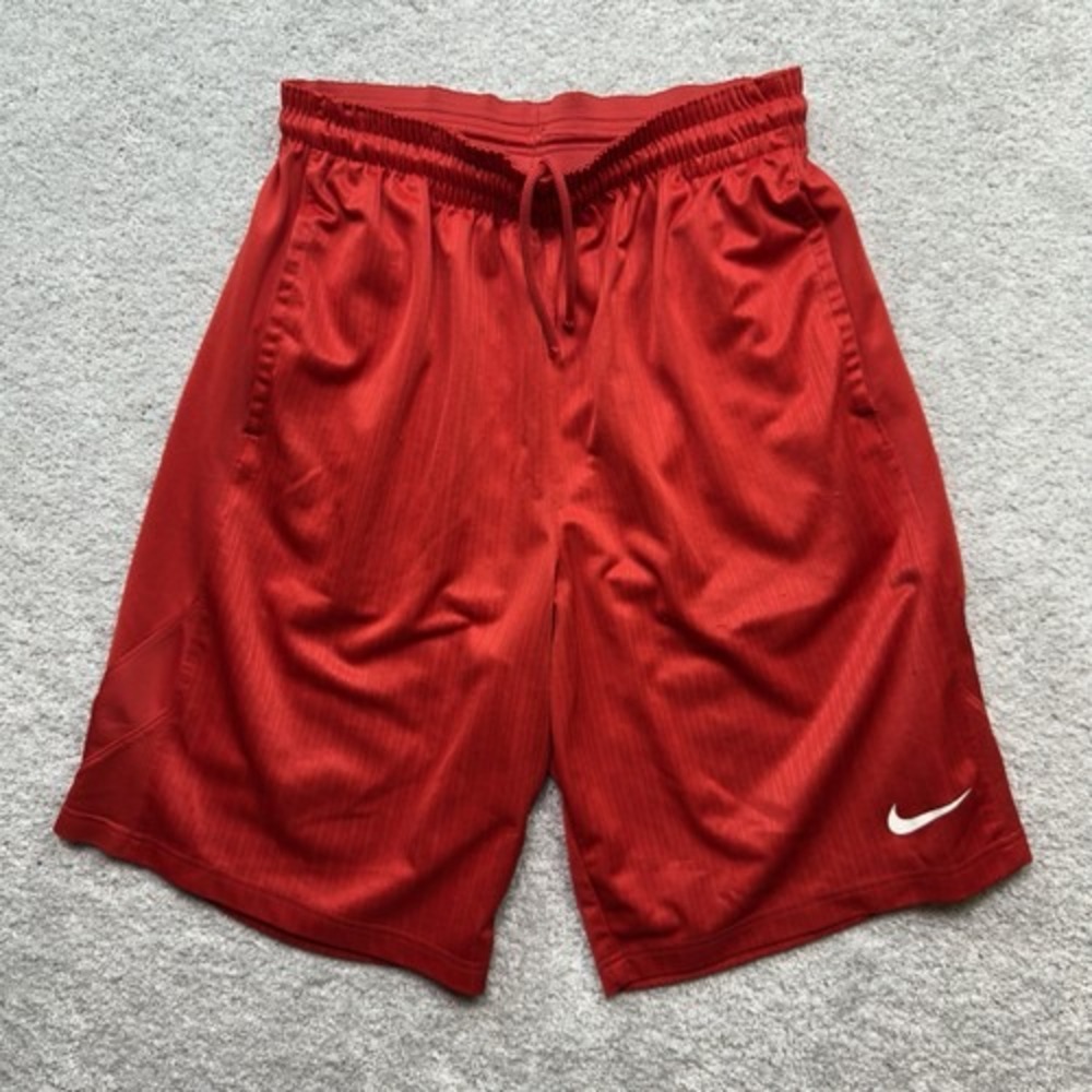 Nike Athletic Shorts Mens Large Red Swoosh Basketball Gym Training Activewear